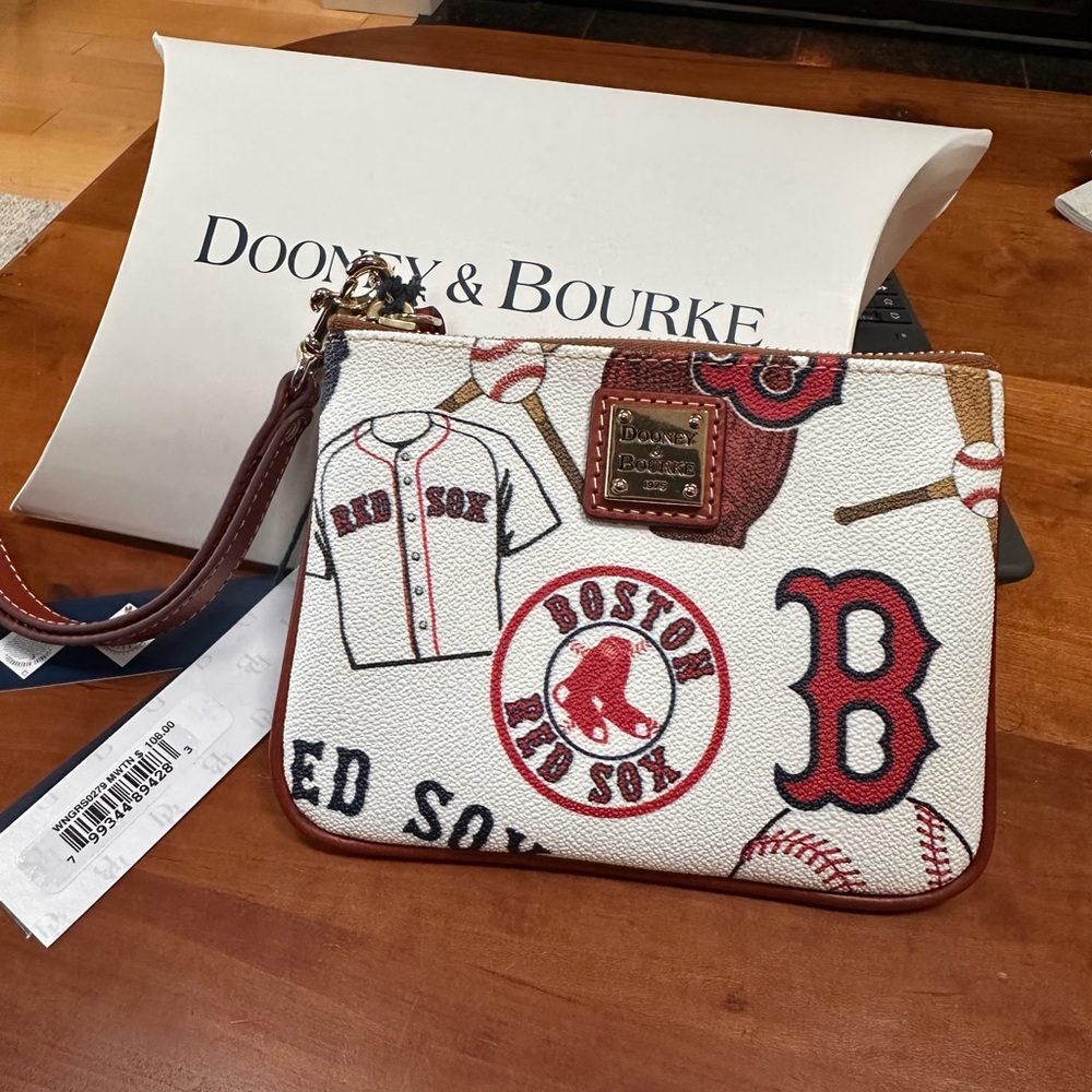 Dooney & Bourke Red and White Boston Baseball Wristlet